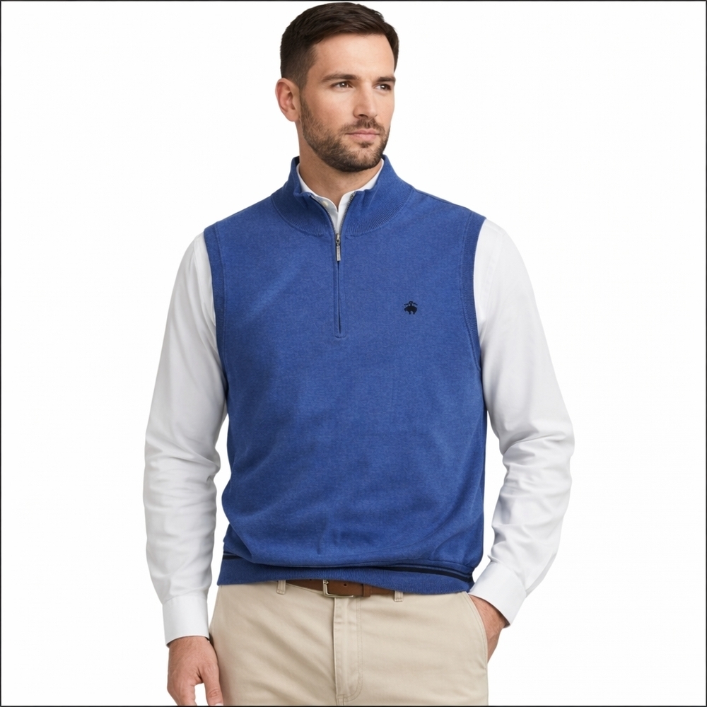 Brooks Brothers Supima Mock Neck 1/4 Zip Sweater Vest Size XL Open To Offers